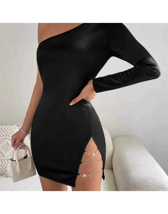 Beruflic Bayan Asimetrik Halkalı Mini Elbise