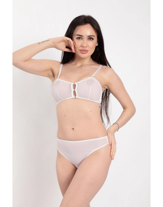 Beyaz Tül Sütyen Takım - 881