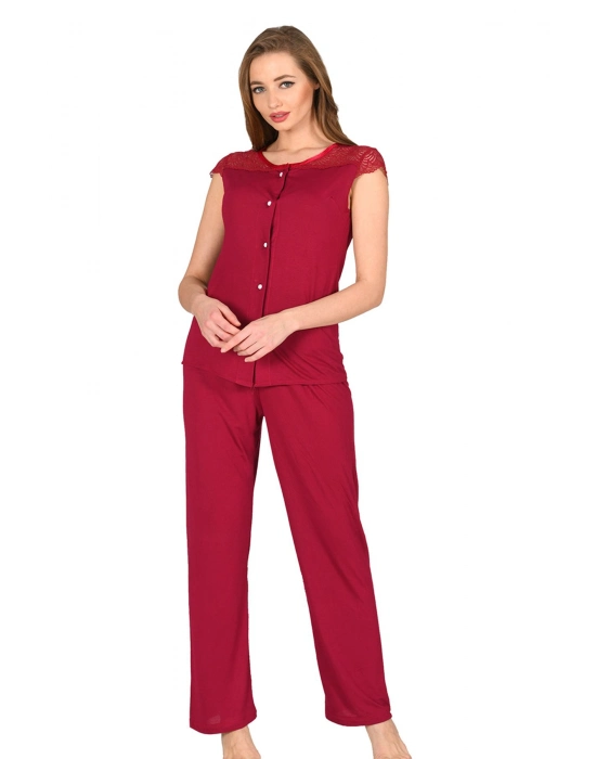 Bordo Penye Pijama Takımı - 1632