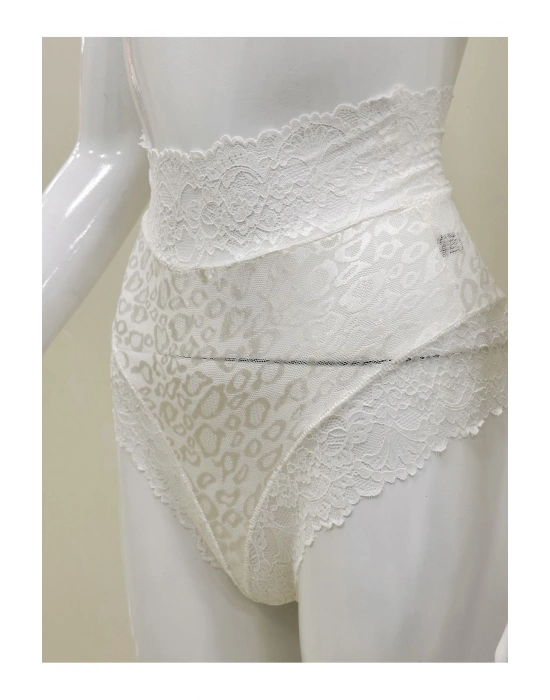 Ekru Dantelli Yüksek Bel Külot Venüs-k1012