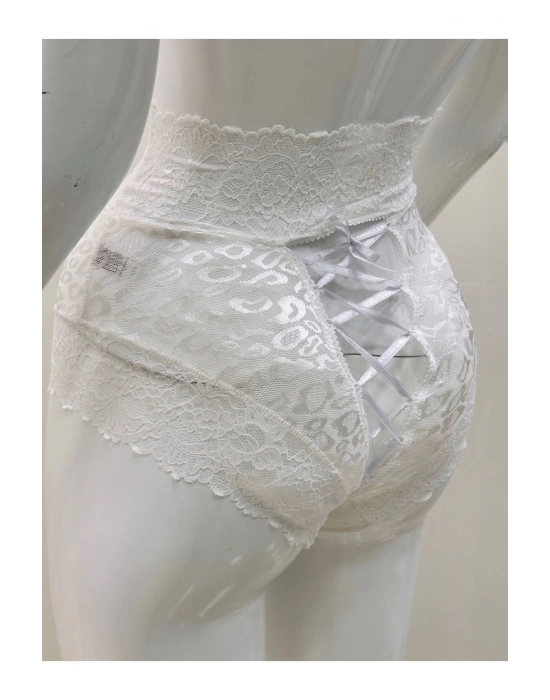 Ekru Dantelli Yüksek Bel Külot Venüs-k1012