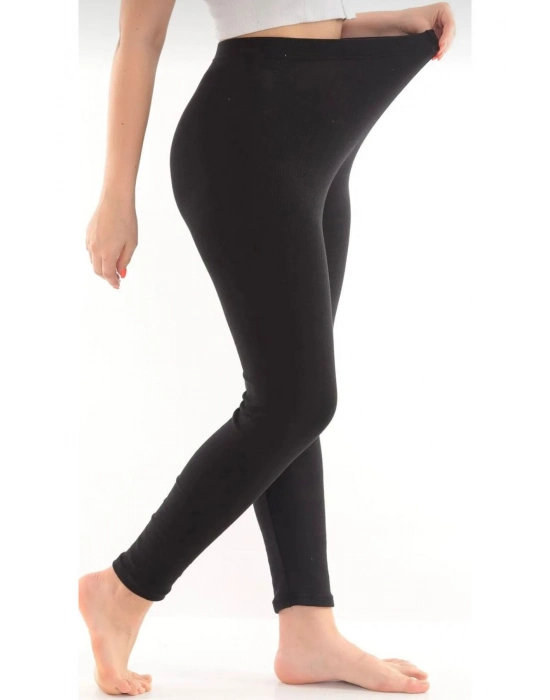 Kadın Siyah Termal Tayt İçi Şardonlu