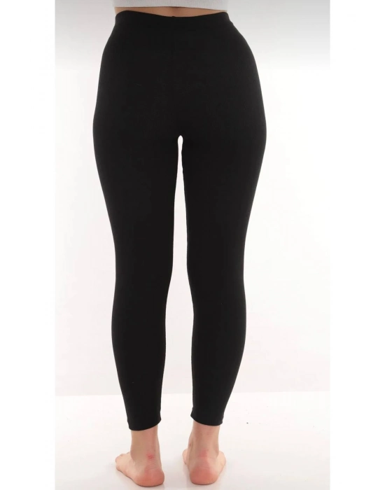 Kadın Siyah Termal Tayt İçi Şardonlu
