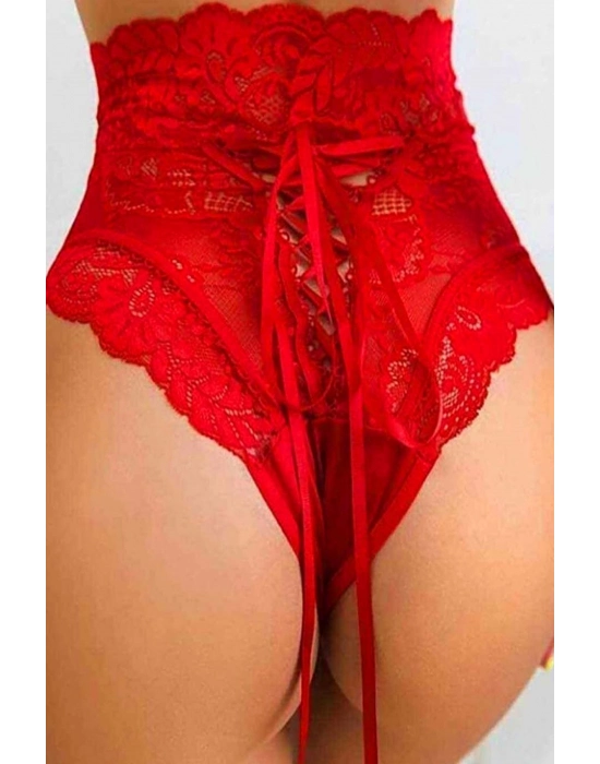 Kırmızı Dantelli Yüksek Bel Külot Hera - K1001