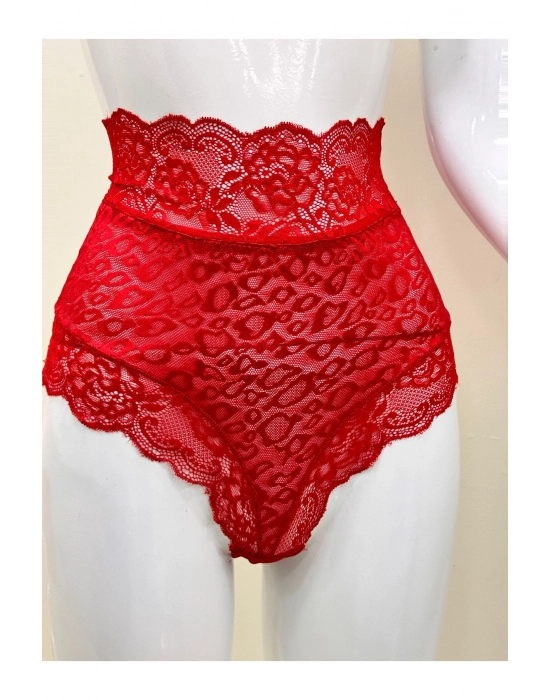 Kırmızı Dantelli Yüksek Bel Külot Venüs-k1011