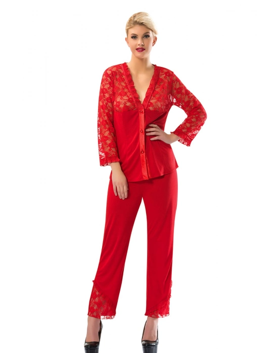 Kırmızı Penye Pijama Takımı - 1570