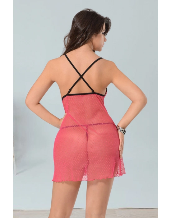 Pembe Tül Gecelik - 654