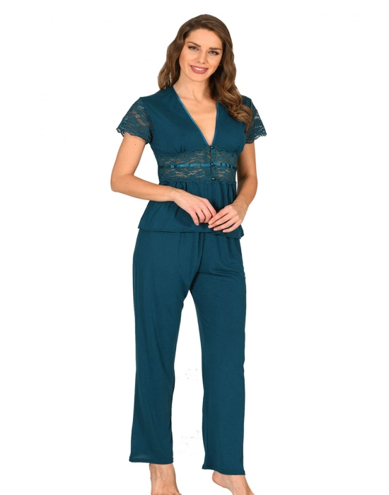 Petrol Yeşili Penye Pijama Takımı - 1633