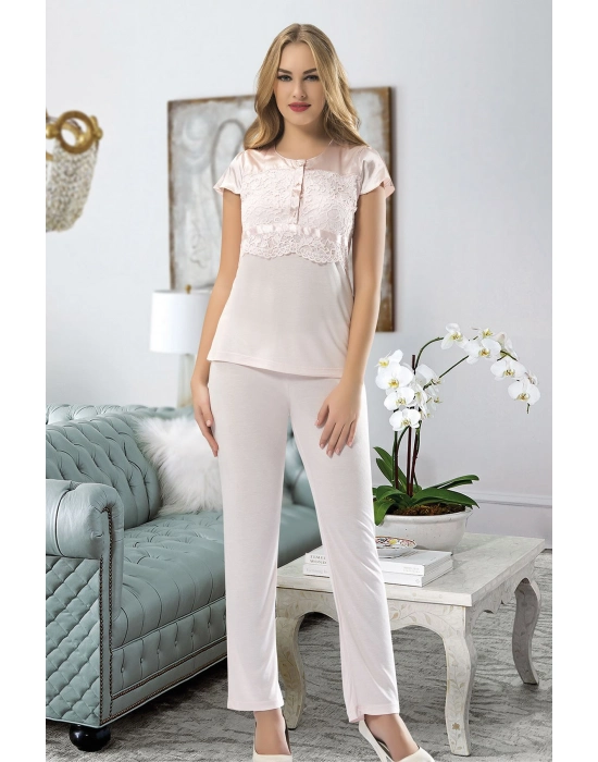Pudra Penye Pijama Takımı - 1417
