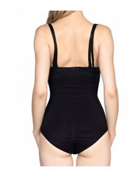 Siyah Açık Göğüs Çıtçıtlı Dikişsiz Korse - 756