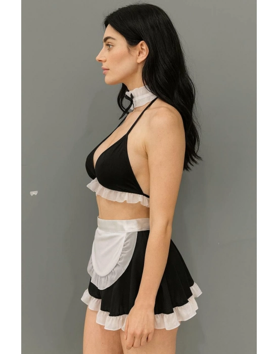 Siyah Beyaz Fantezi Seksi Hizmetçi Kostümü