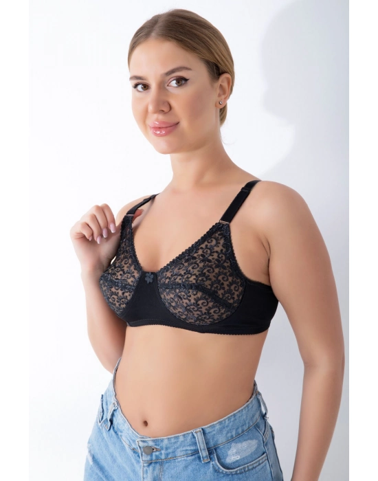 Siyah Dantelli Toparlayıcı Sütyen - 506