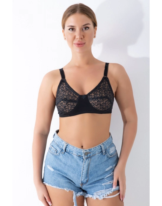 Siyah Dantelli Toparlayıcı Sütyen - 506