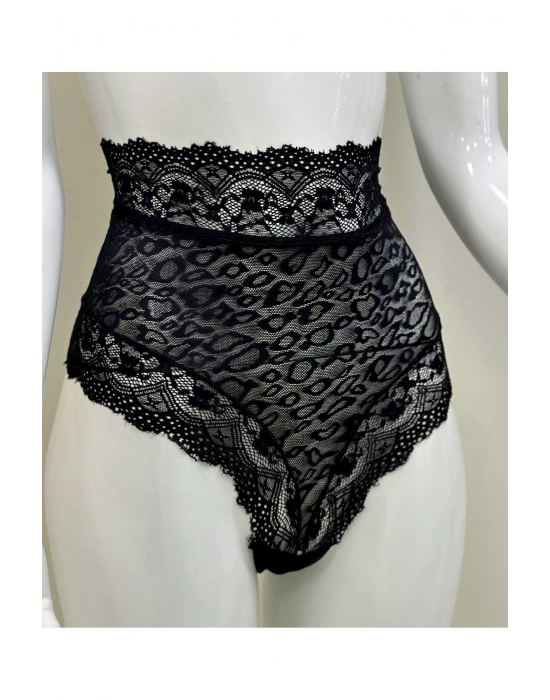 Siyah Dantelli Yüksek Bel Külot Venüs-k1013