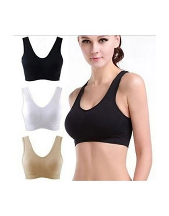 Siyah Dikişsiz Kadın Pedli Sütyen Korse - 704