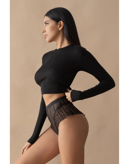 Siyah Kadın Çizgili Külot Veronica-k1008