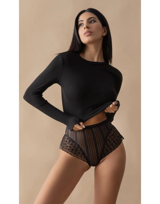 Siyah Kadın Çizgili Külot Veronica-k1008