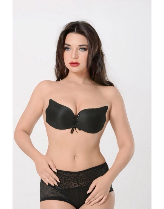 Siyah Yapışkan Kelebek Sütyen-519