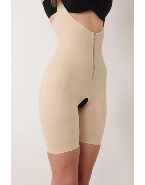 Ten İp Askılı Ağ Kısmı Açık Fermuarlı Tam Boy Kadın Korse