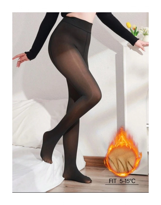 Termal Peluş Siyah Külotlu Çorap Pkc-581