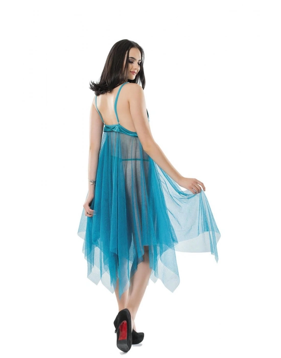 Turkuaz Tül Gecelik - 637b