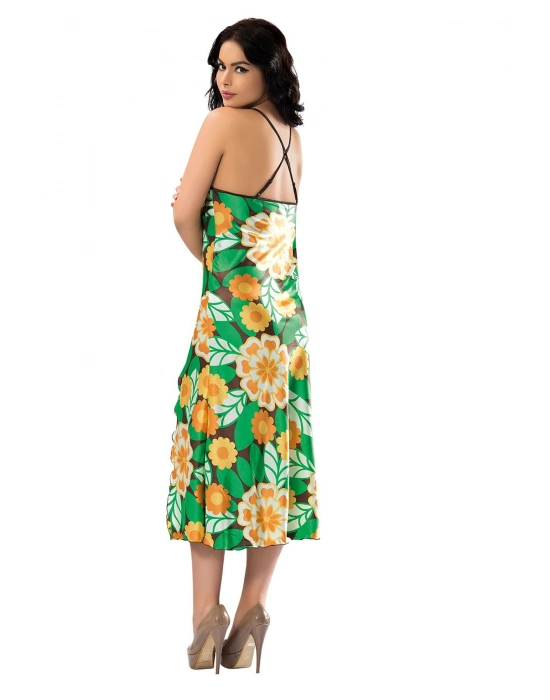 Yeşil Yırtmaçlı Saten Gecelil - 082