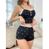 Yumuşak Kumaşlı Çiçekli Şortlu Dantelli Gecelik Takımı, Rahat Ve Şık Ev Giyim,kadın Pijama