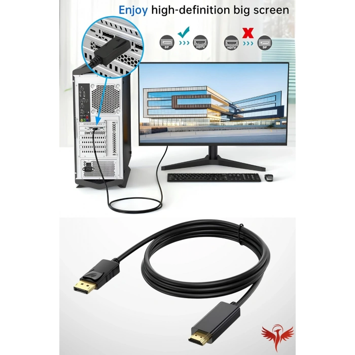 1.8 METRE DİSPLAYPORT TO HDMI KABLO (DP TO HDMI)