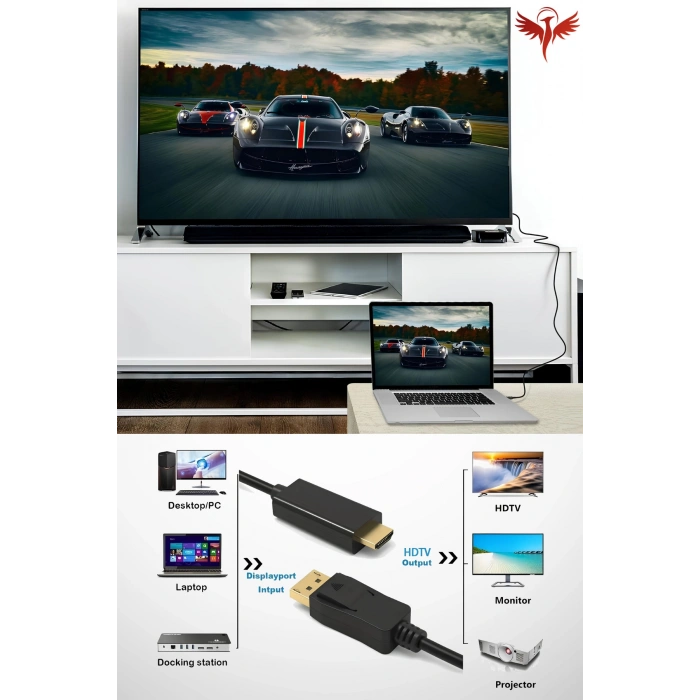 3 METRE DİSPLAYPORT TO HDMI KABLO (DP TO HDMI)