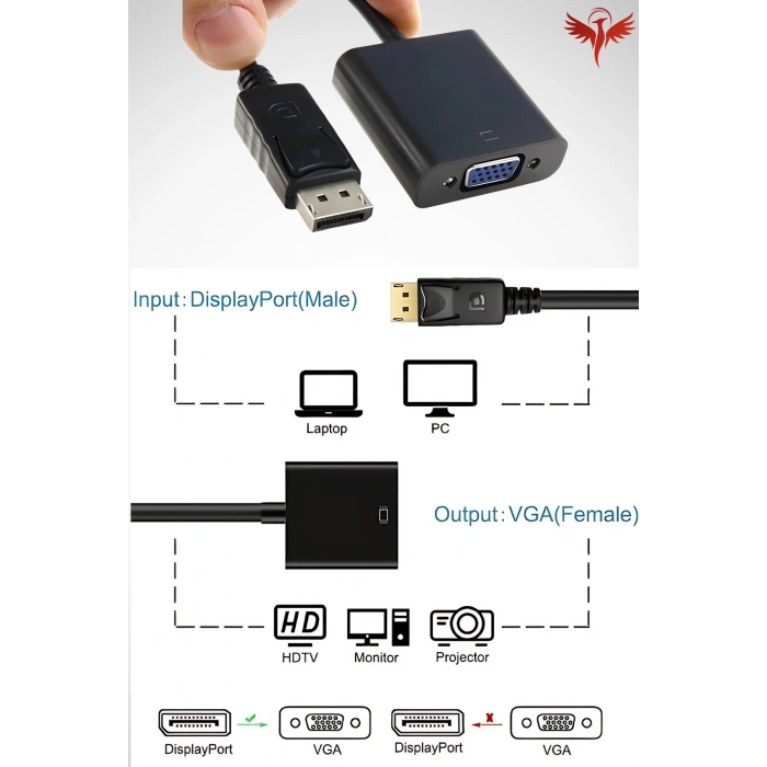 DİSPLAYPORT TO VGA ÇEVİRİCİ 7763