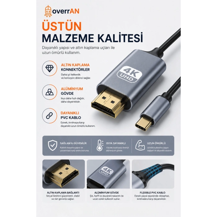OVERRAN TYPE-C TO HDMI KABLO