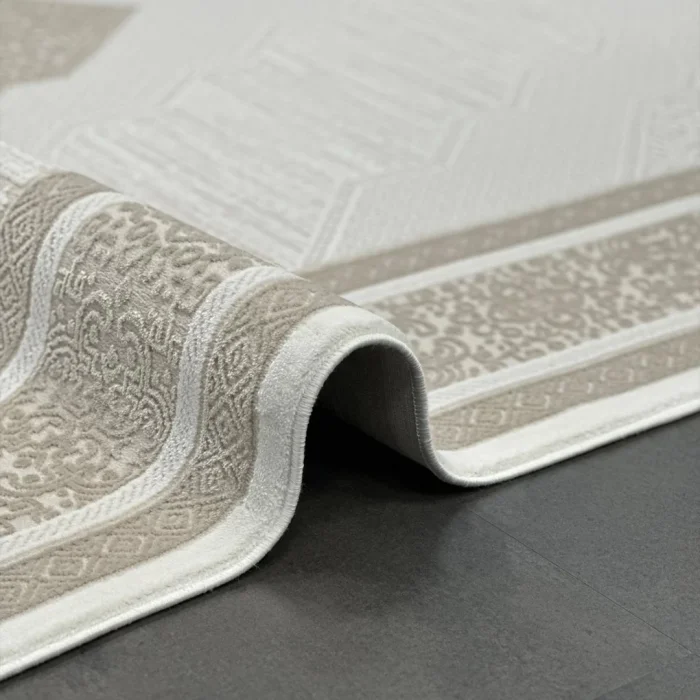 Çırağan Lüks Göbekli Klasik Desen Bej Oturma Odası Salon Mutfak Halısı