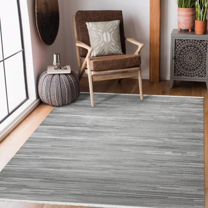 Galata Yumuşak Dokulu Modern Desen Gri Oturma Odası Salon Mutfak Genç Odası Halısı