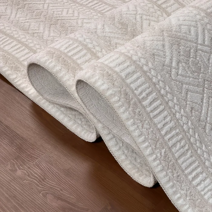 Galata Yumuşak Dokulu Modern Desen Bej Oturma Odası Salon Mutfak Genç Odası Halısı