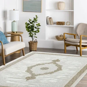 Çırağan Lüks Göbekli Klasik Desen Bej Oturma Odası Salon Mutfak Halısı