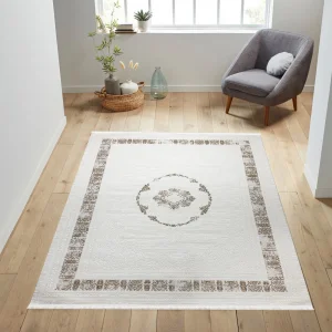 Galata Yumuşak Dokulu Klasik Desen Bej Oturma Odası Salon Mutfak Genç Odası Halısı