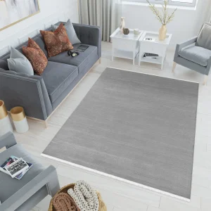 İstinye Yumuşak Dokulu Modern Desen Gri Oturma Odası Salon Mutfak Genç Odası Halısı