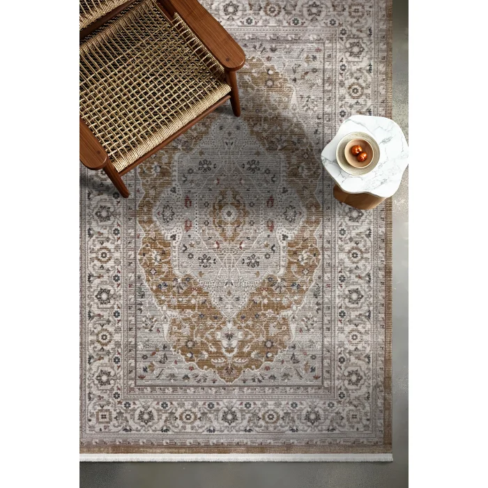 Butik Yıkanabilir Klasik Desen Sarı Oturma Odası Salon Mutfak Genç Odası Halısı