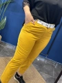 Yan Cepli Düzpaça Pantolon Sarı