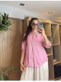 Arkası Güpür Detaylı Pullu Gömlek Pembe