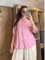 Arkası Güpür Detaylı Pullu Gömlek Pembe