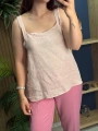 Askılı Arkadan Bağlamalı Keten Bluz Pembe