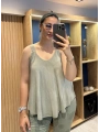 Askılı Pamuk Viscon Bluz Haki