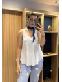 Askılı Pamuk Viscon Bluz Mavi