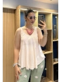 Askılı Pamuk Viscon Bluz Pembe
