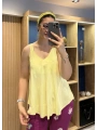Askılı Pamuk Viscon Bluz Sarı