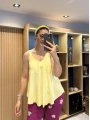 Askılı Pamuk Viscon Bluz Sarı