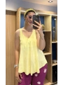 Askılı Pamuk Viscon Bluz Sarı