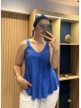 Askılı Pamuk Viscon Bluz Sax