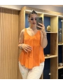 Askılı Pamuk Viscon Bluz Turuncu
